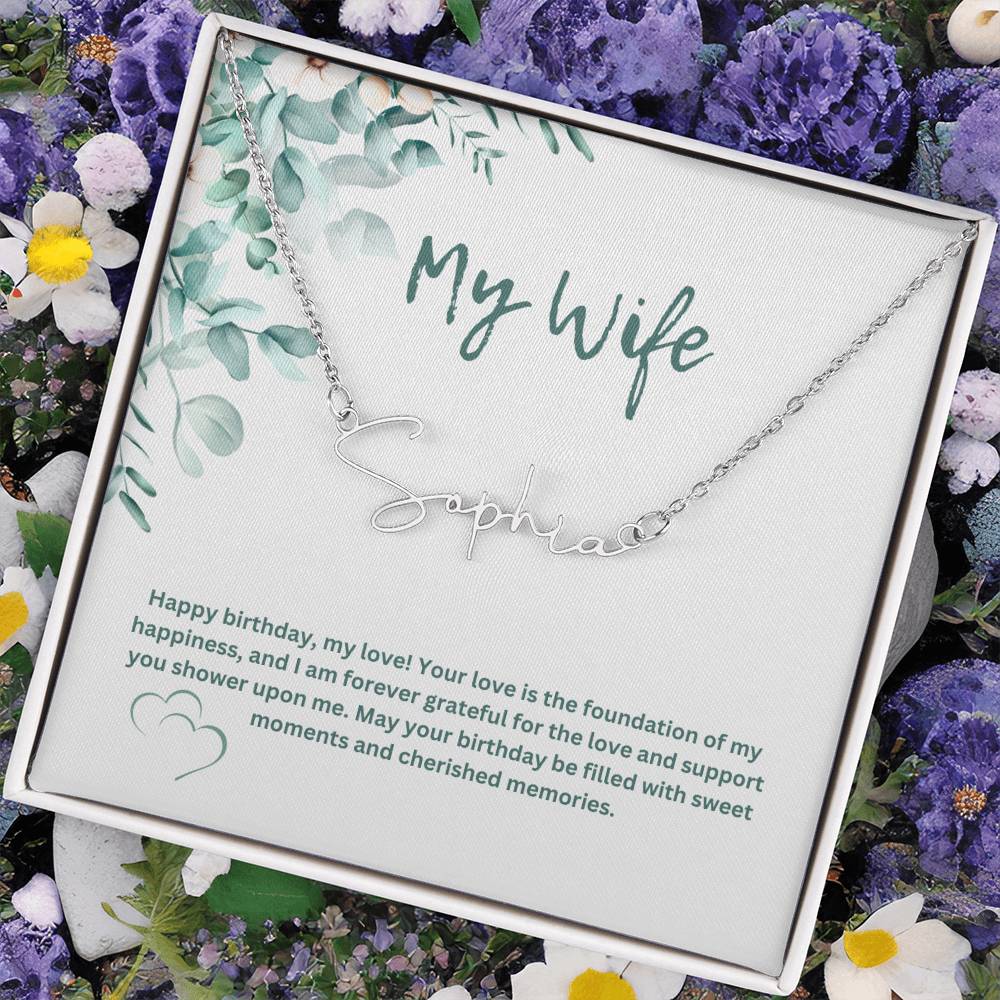 To My Wife | Happy Birthday | Pendant Name Necklace