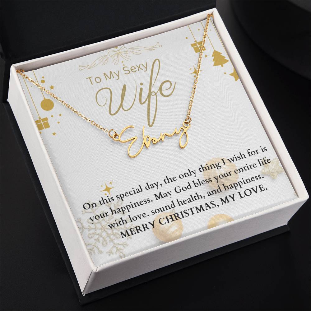 To My Sexy Wife | Merry Christmas | Name Necklace Gift