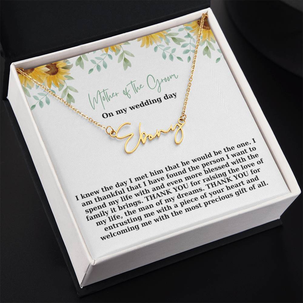 Mother Of The Groom On My Wedding Day | Name Necklace