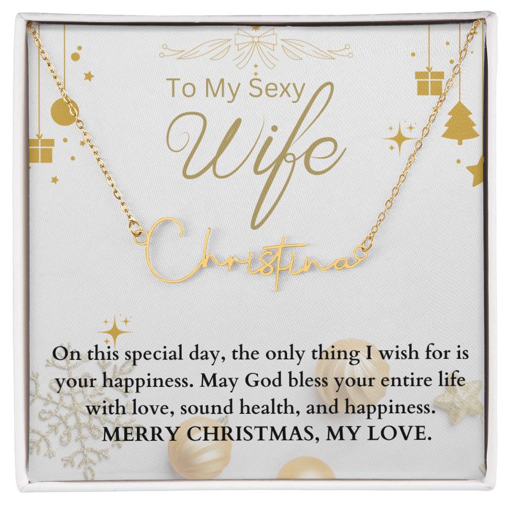 To My Sexy Wife | Merry Christmas | Name Necklace Gift