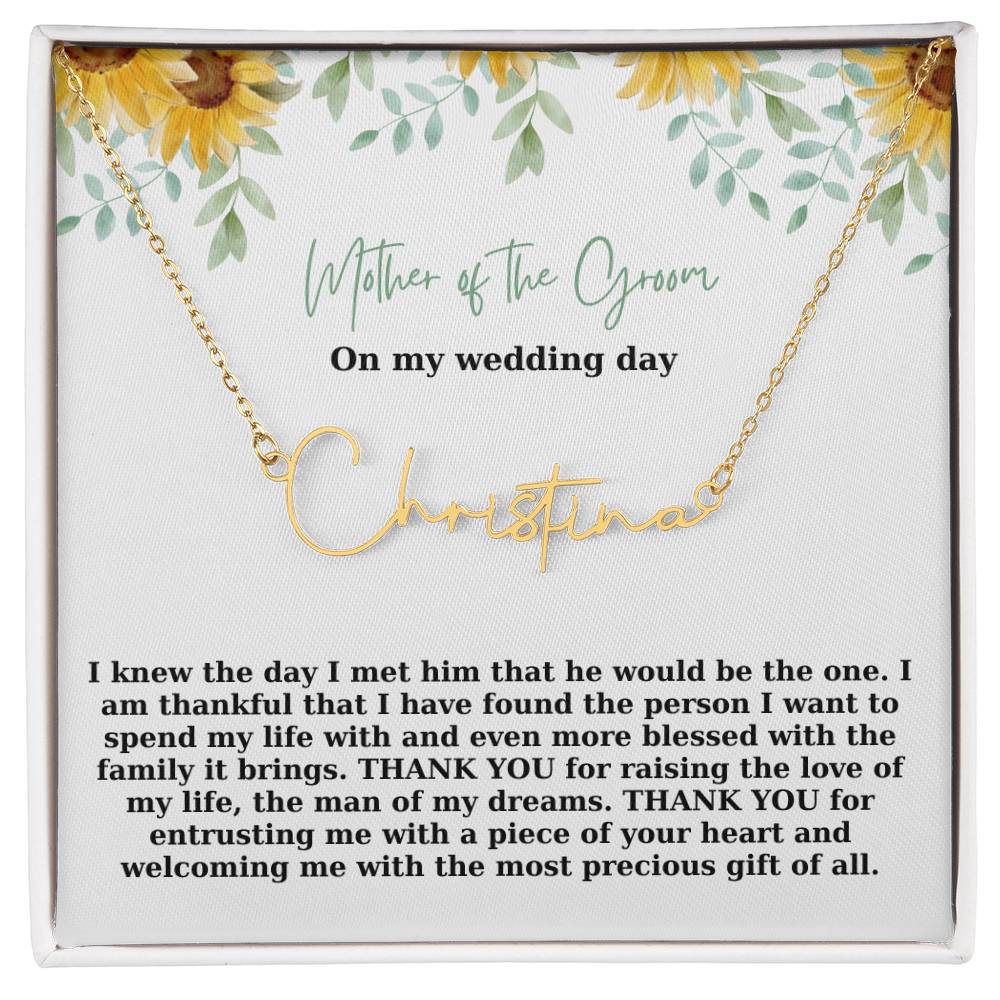 Mother Of The Groom On My Wedding Day | Name Necklace
