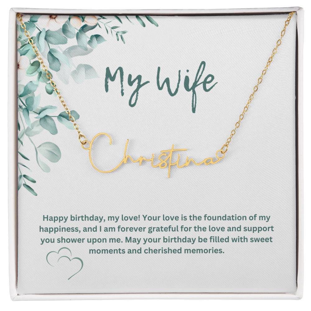 To My Wife | Happy Birthday | Pendant Name Necklace
