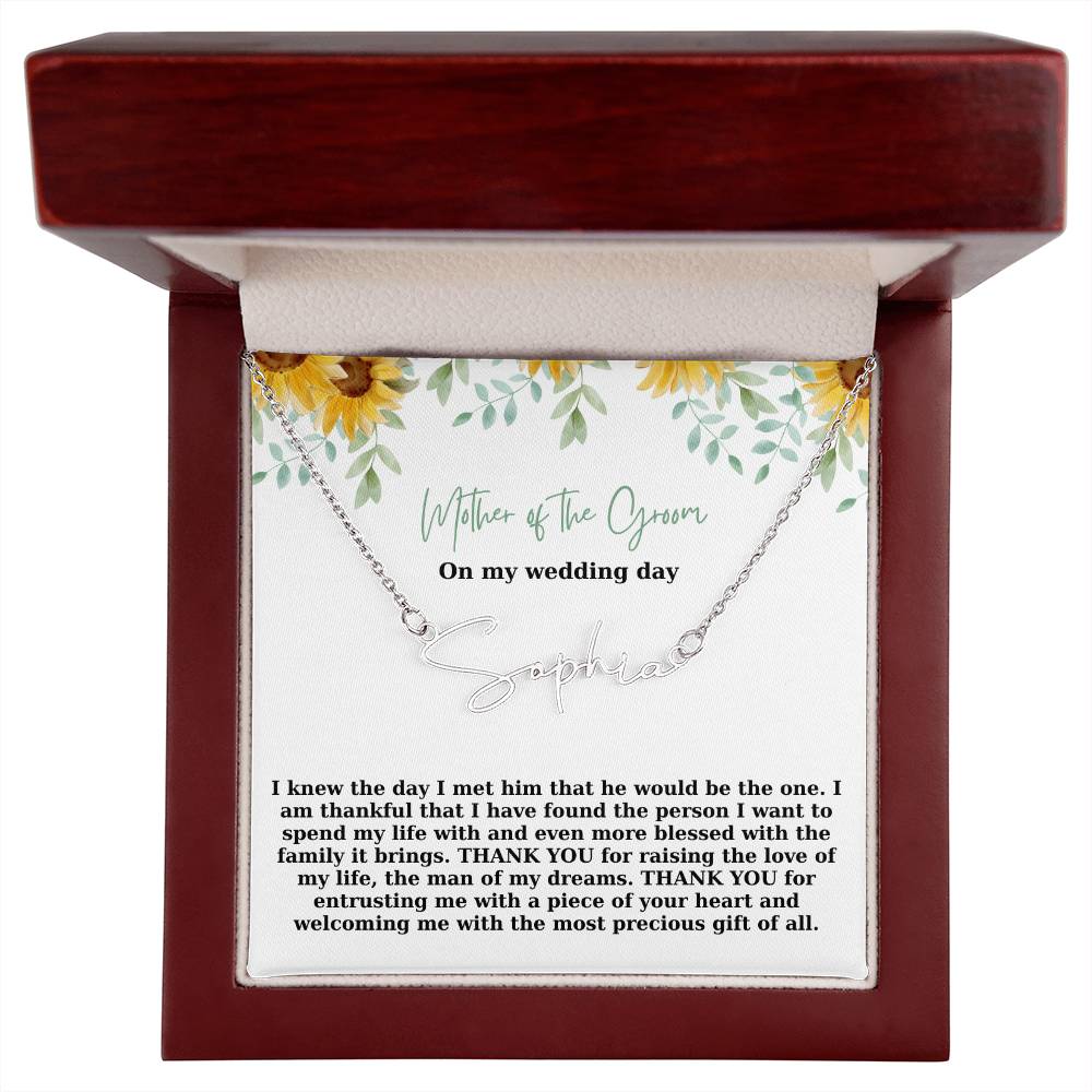 Mother Of The Groom On My Wedding Day | Name Necklace