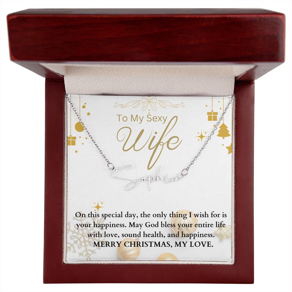 To My Sexy Wife | Merry Christmas | Name Necklace Gift