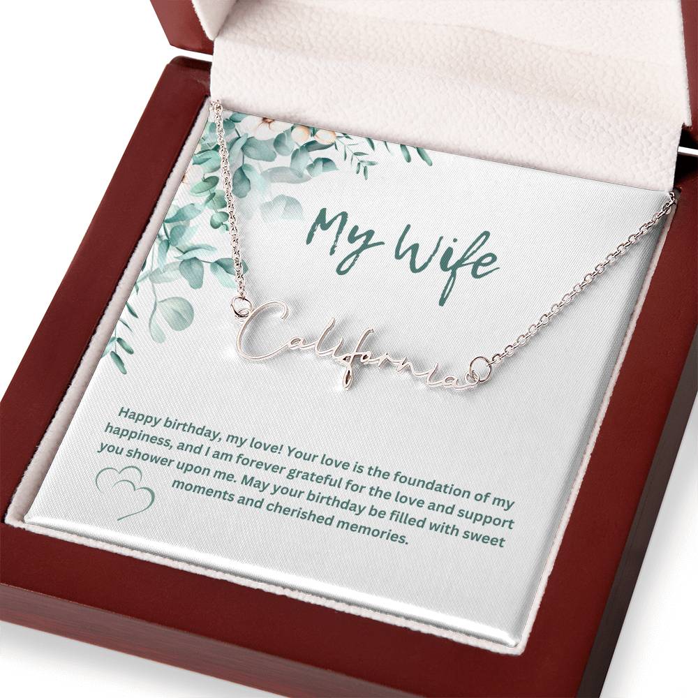 To My Wife | Happy Birthday | Pendant Name Necklace