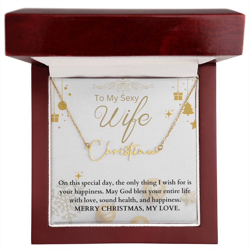 To My Sexy Wife | Merry Christmas | Name Necklace Gift
