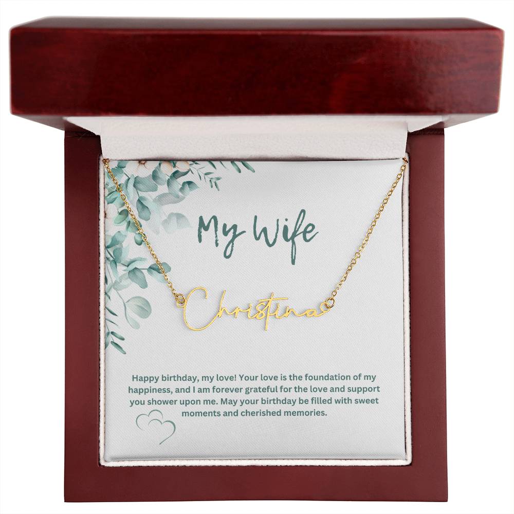 To My Wife | Happy Birthday | Pendant Name Necklace