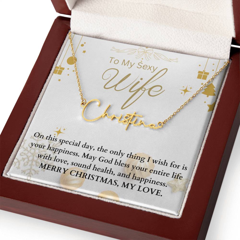 To My Sexy Wife | Merry Christmas | Name Necklace Gift