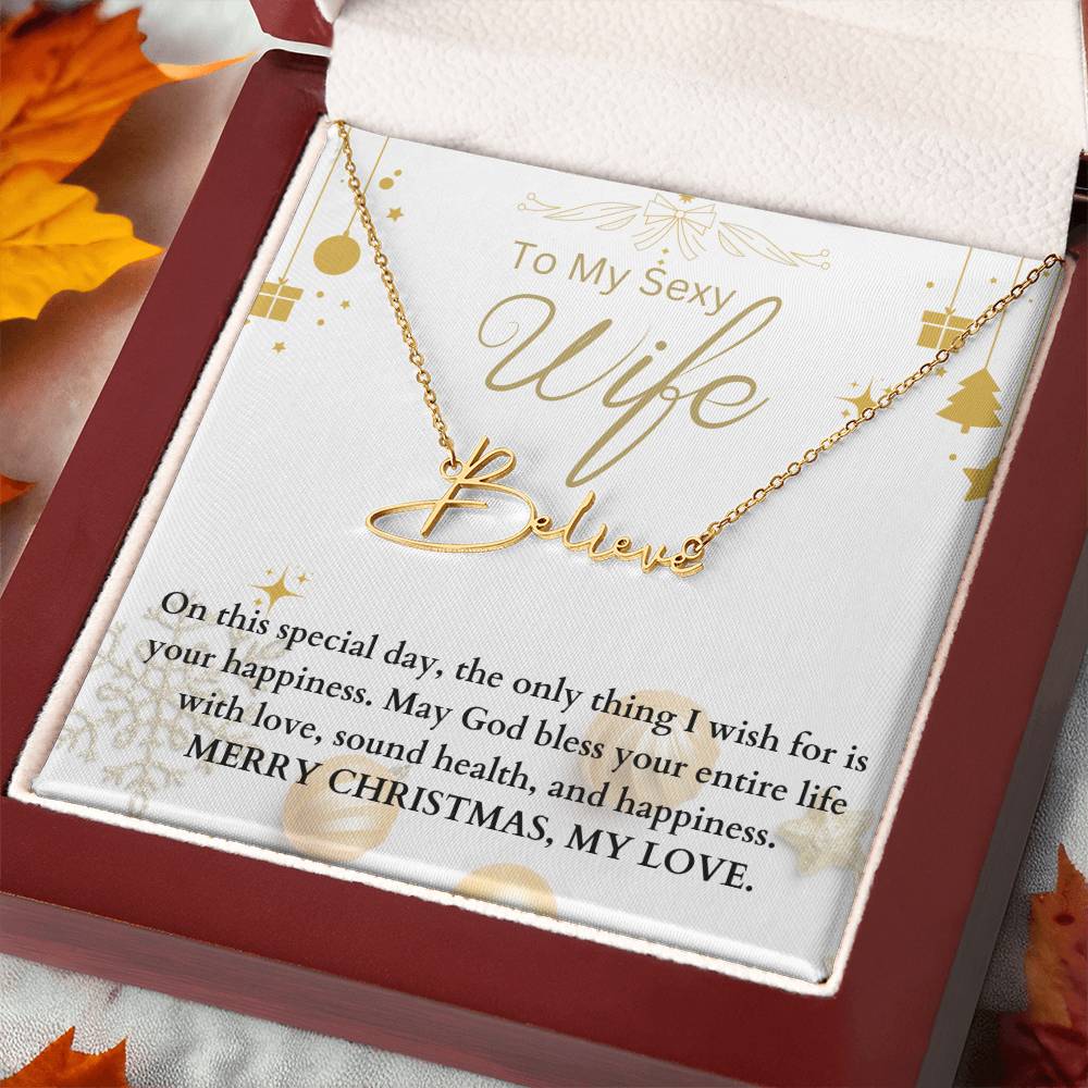 To My Sexy Wife | Merry Christmas | Name Necklace Gift