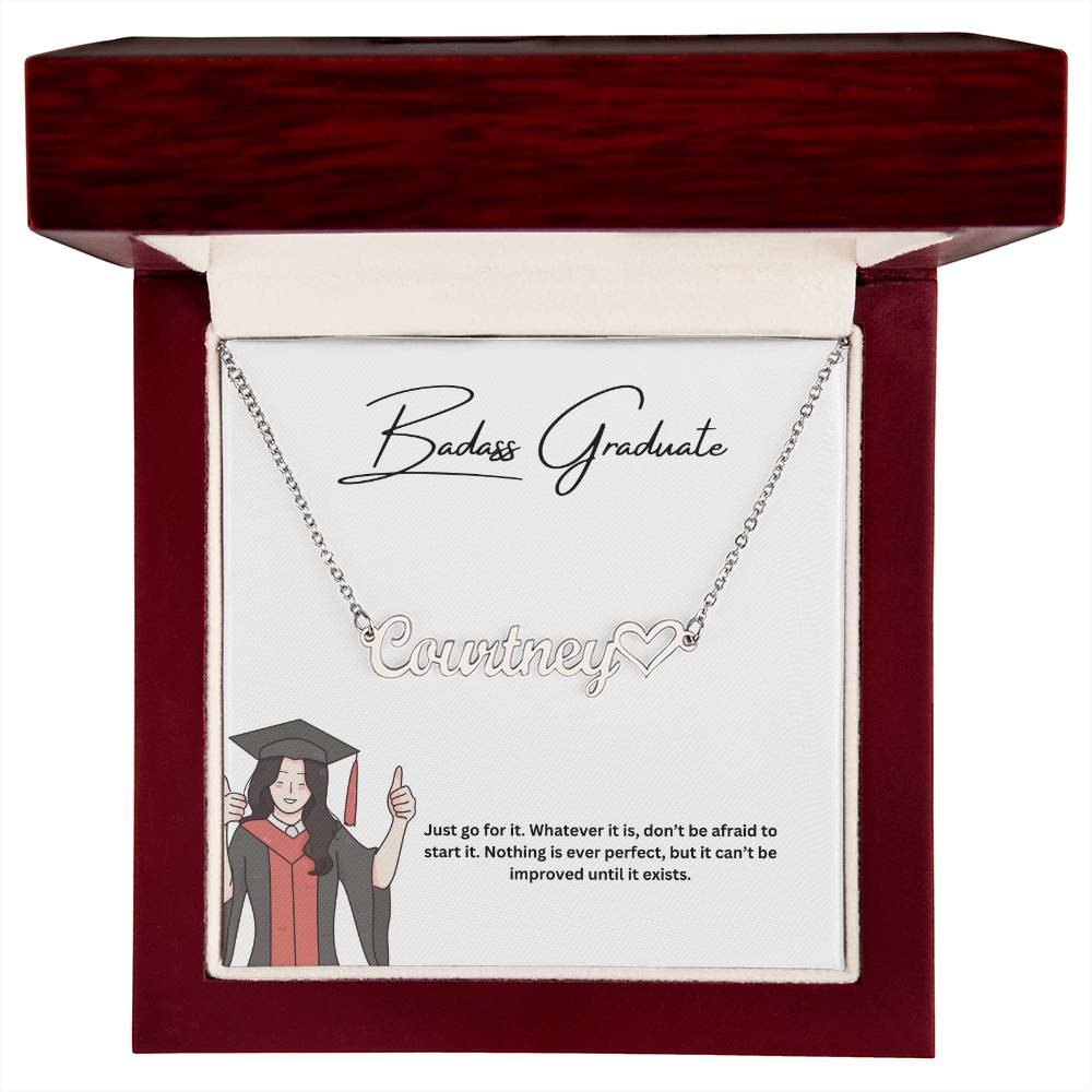 Badass Graduate | Just Go For It | Custom Name Necklace