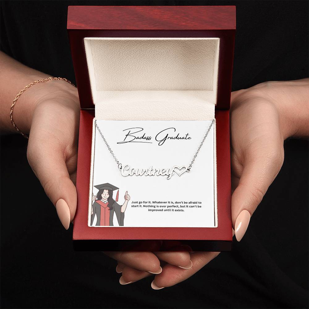 Badass Graduate | Just Go For It | Custom Name Necklace