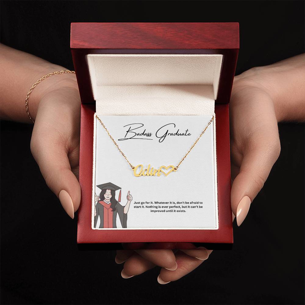 Badass Graduate | Just Go For It | Custom Name Necklace