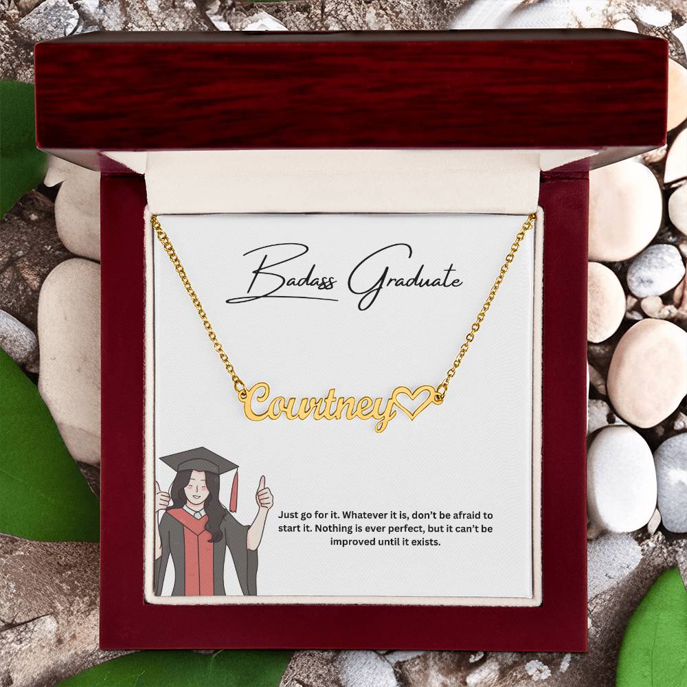 Badass Graduate | Just Go For It | Custom Name Necklace