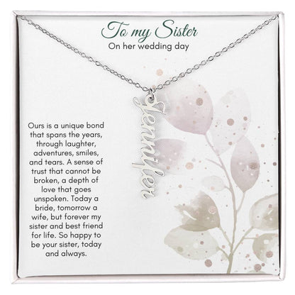 To My Sister On Her Wedding Day | Name Necklace