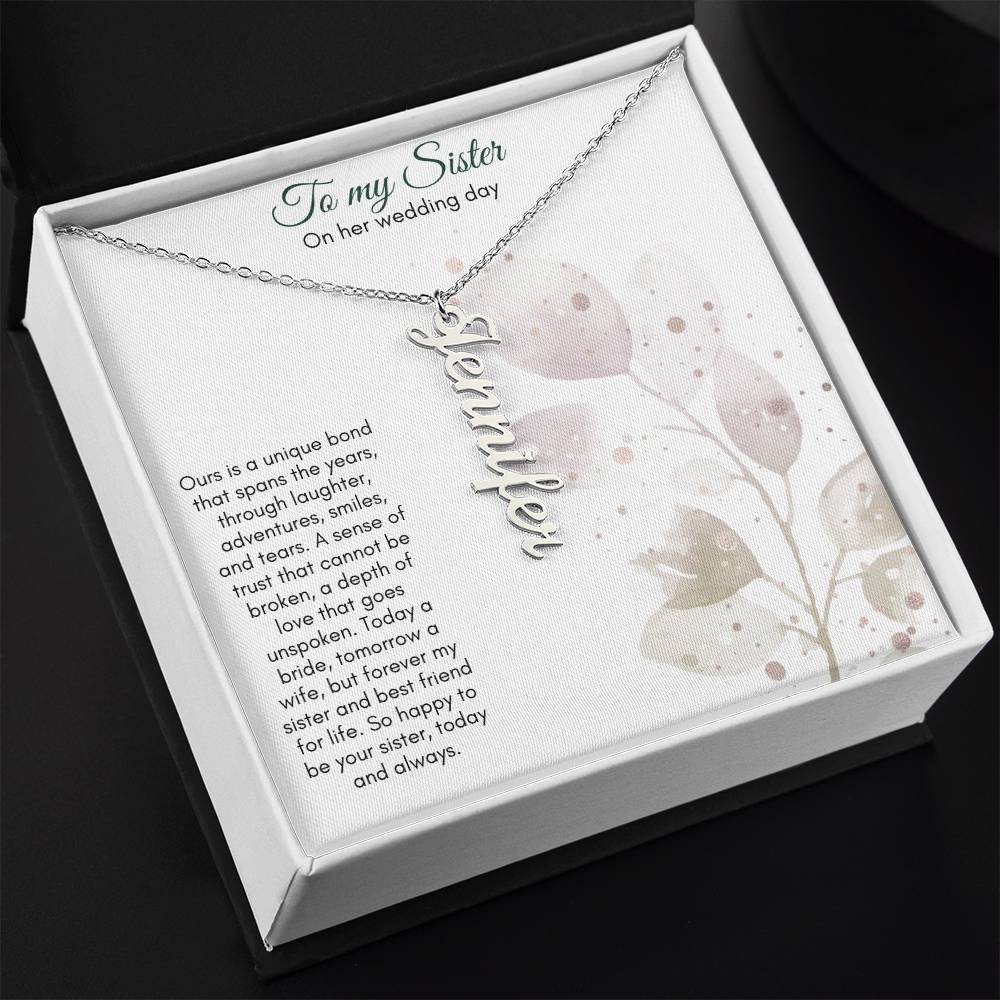 To My Sister On Her Wedding Day | Name Necklace