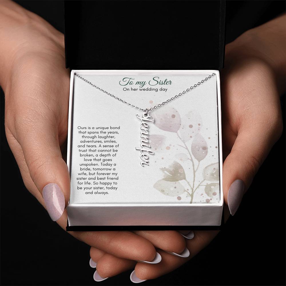 To My Sister On Her Wedding Day | Name Necklace