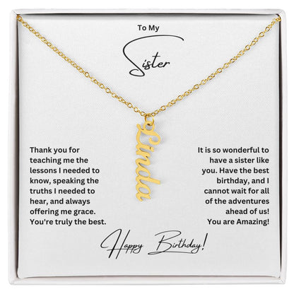 To My Sister | Happy Birthday | Custom Name Necklace