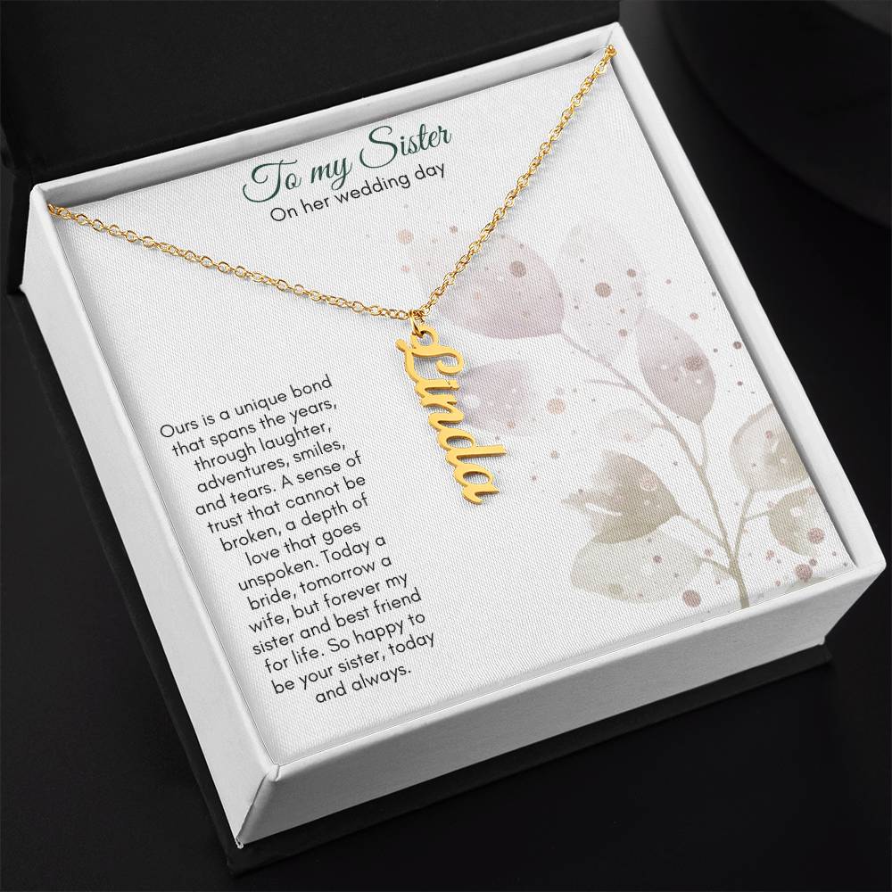 To My Sister On Her Wedding Day | Name Necklace