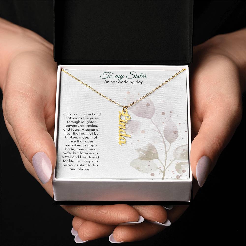 To My Sister On Her Wedding Day | Name Necklace