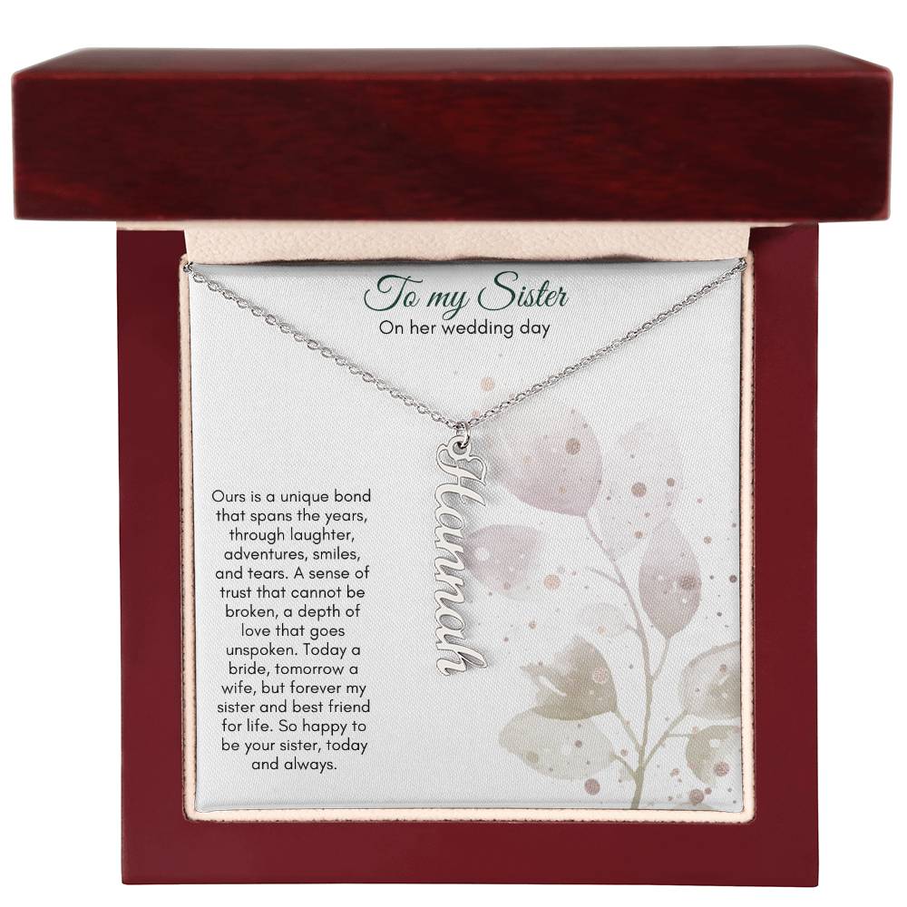 To My Sister On Her Wedding Day | Name Necklace