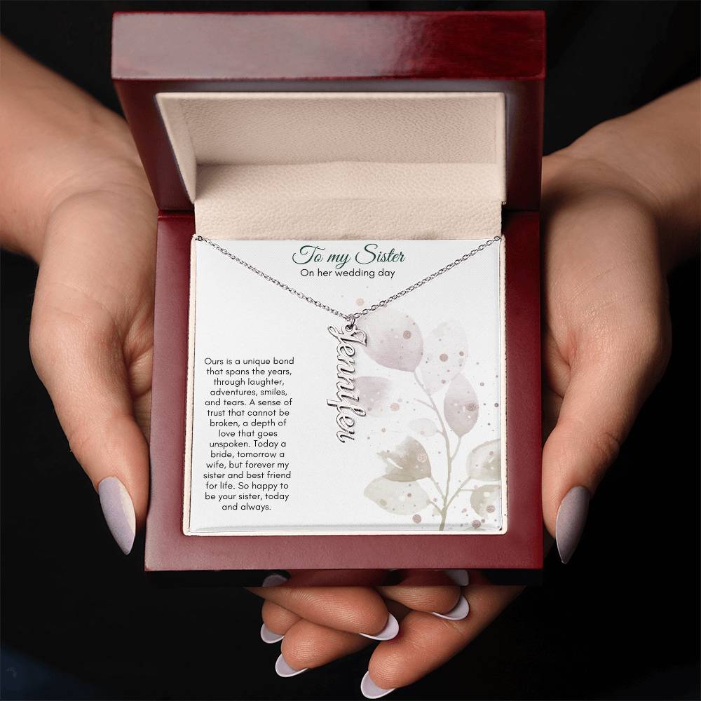To My Sister On Her Wedding Day | Name Necklace