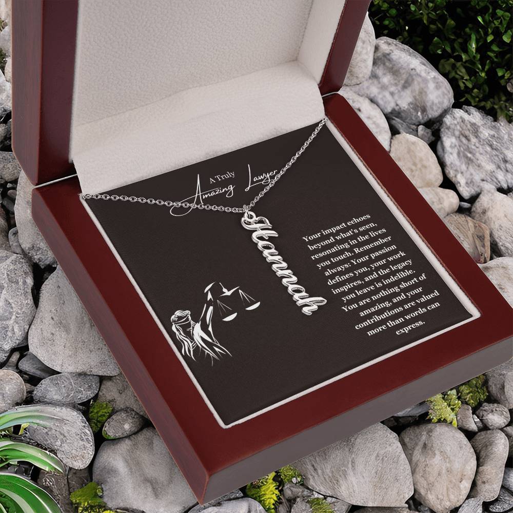 A Truly Amazing Lawyer | Your Impact Echoes Beyond What Is Seen | Professional Name Necklace