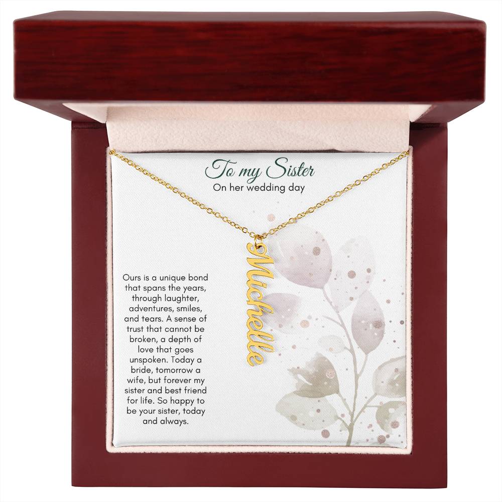 To My Sister On Her Wedding Day | Name Necklace