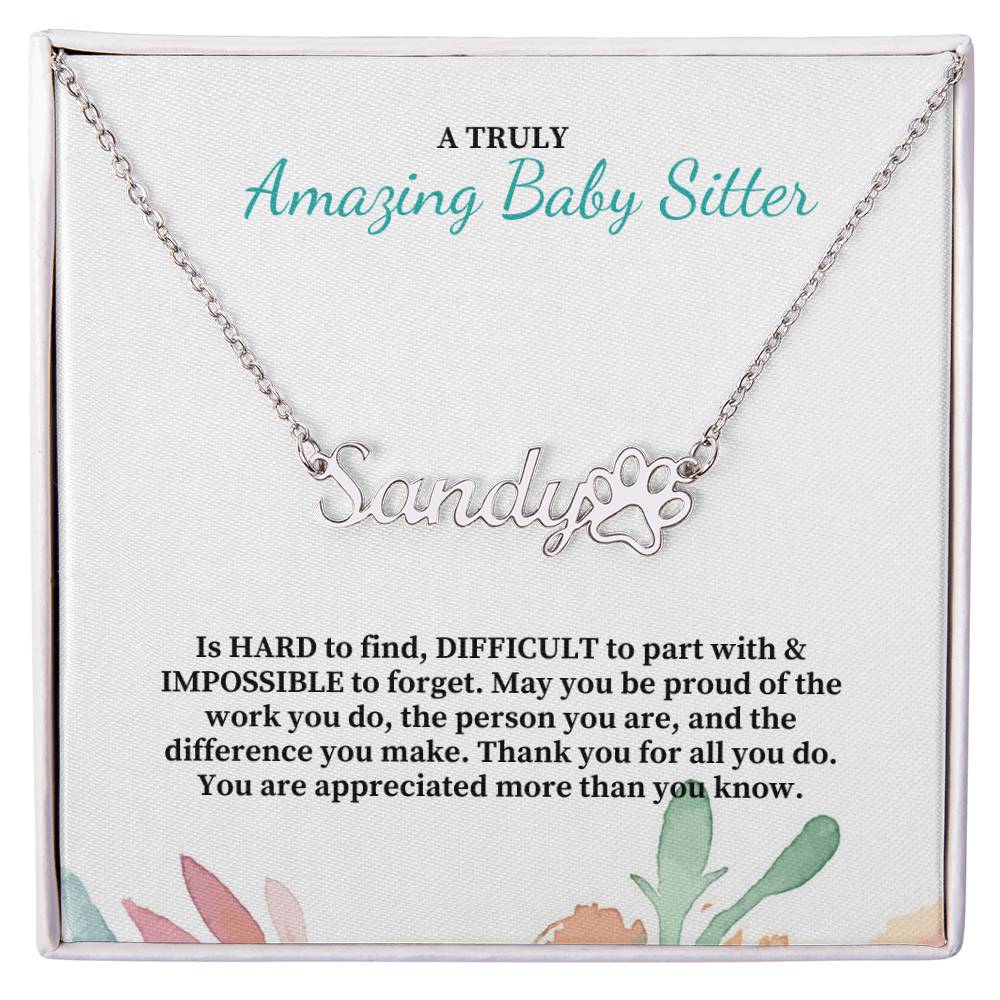 A Truly Amazing Baby Sitter | Thank You For All You Do | Professional Name Pendant Necklace