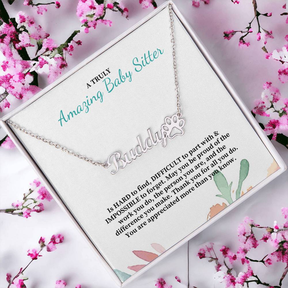 A Truly Amazing Baby Sitter | Thank You For All You Do | Professional Name Pendant Necklace