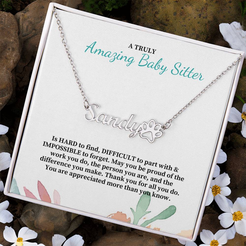 A Truly Amazing Baby Sitter | Thank You For All You Do | Professional Name Pendant Necklace