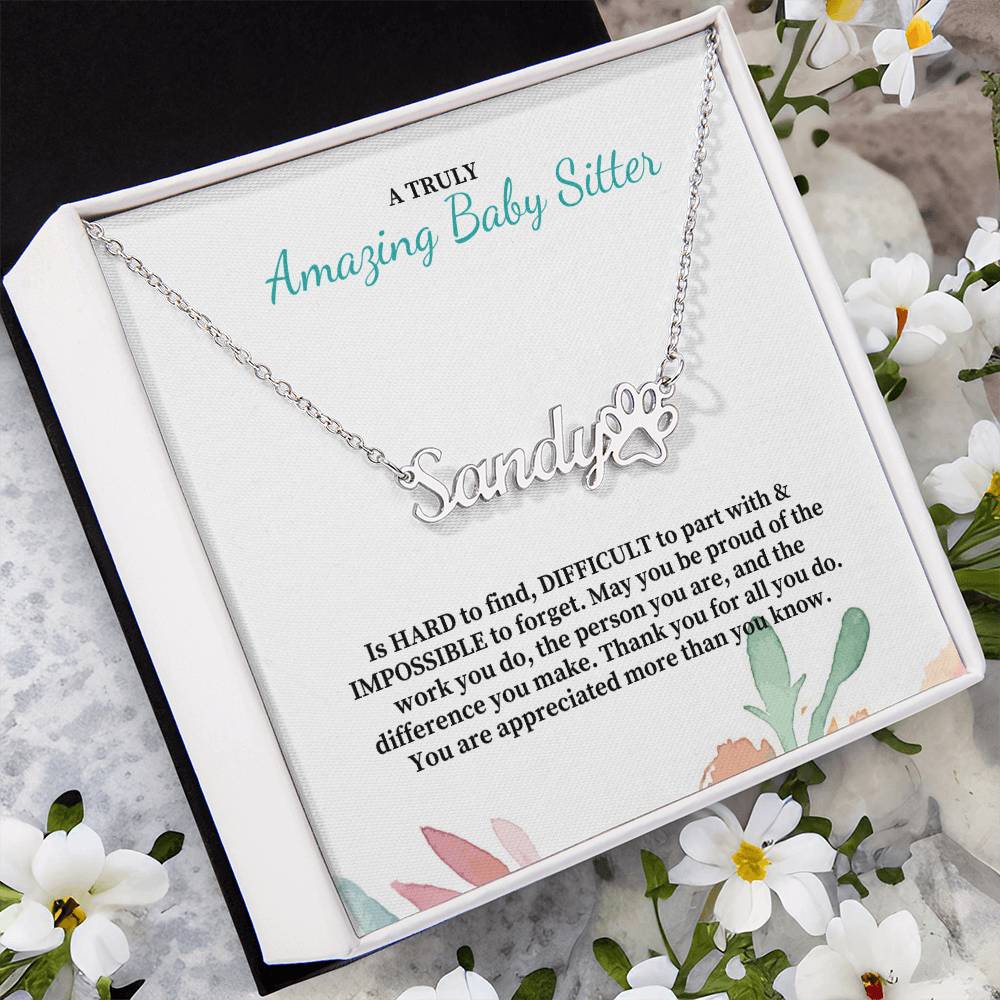 A Truly Amazing Baby Sitter | Thank You For All You Do | Professional Name Pendant Necklace