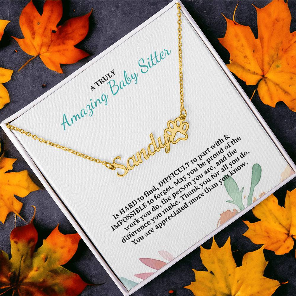 A Truly Amazing Baby Sitter | Thank You For All You Do | Professional Name Pendant Necklace
