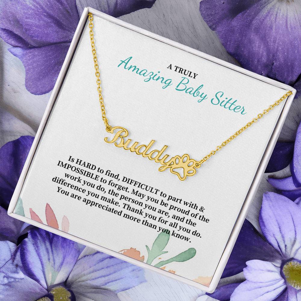A Truly Amazing Baby Sitter | Thank You For All You Do | Professional Name Pendant Necklace