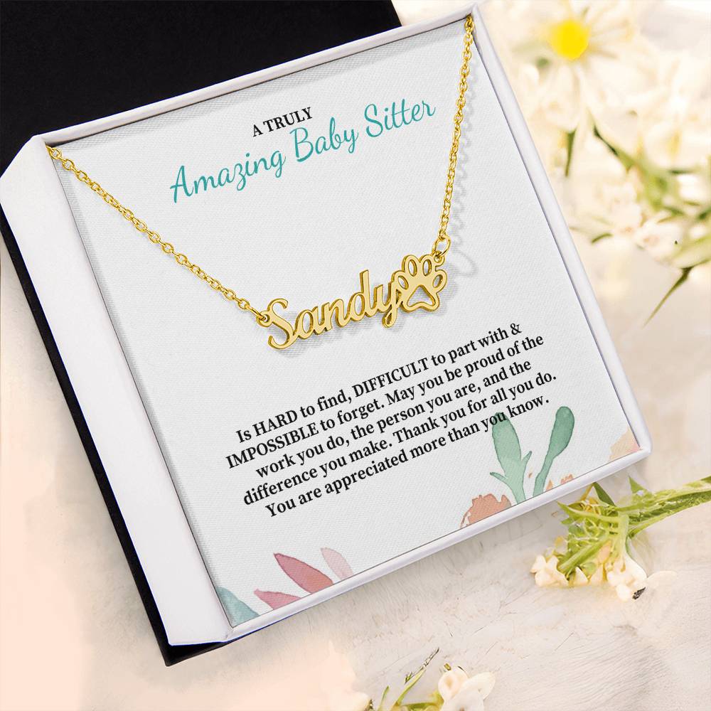 A Truly Amazing Baby Sitter | Thank You For All You Do | Professional Name Pendant Necklace