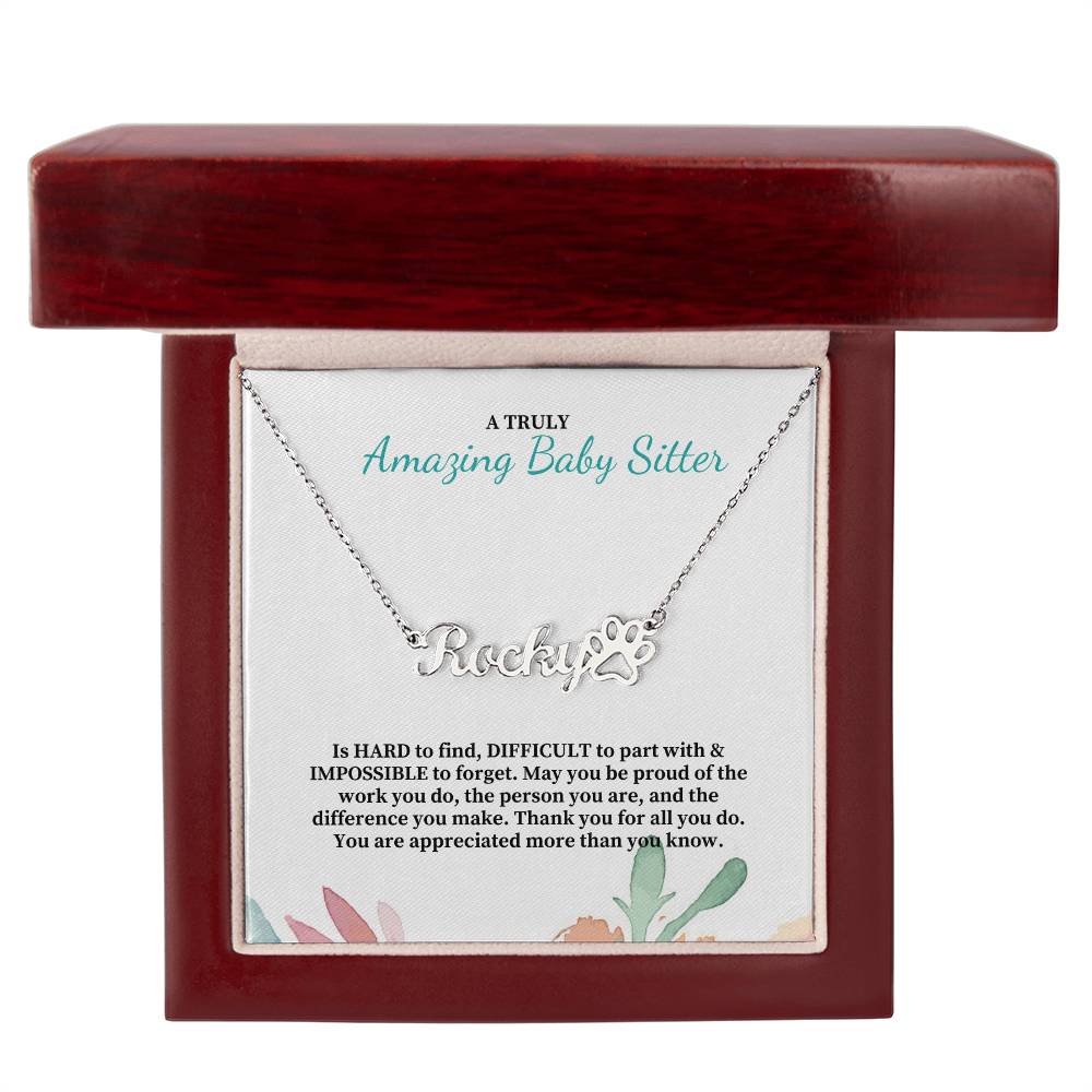 A Truly Amazing Baby Sitter | Thank You For All You Do | Professional Name Pendant Necklace