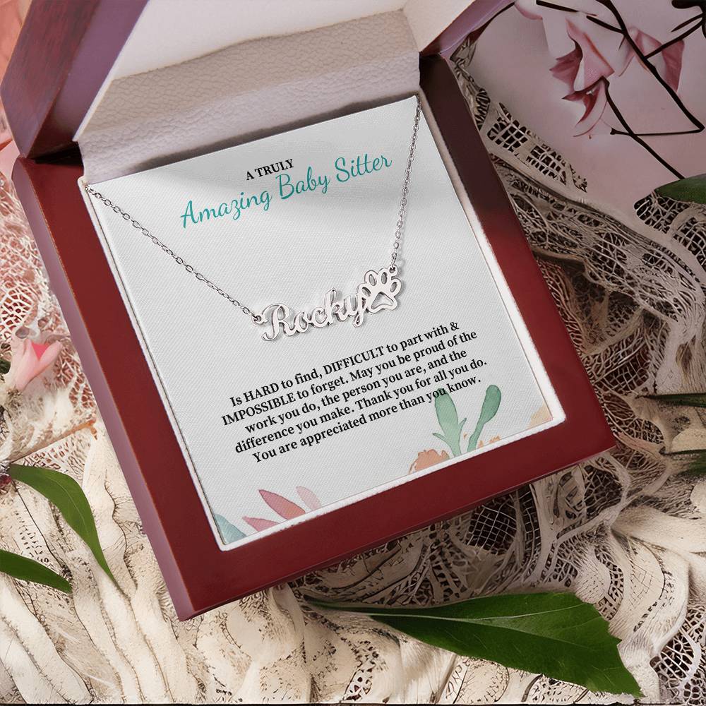 A Truly Amazing Baby Sitter | Thank You For All You Do | Professional Name Pendant Necklace