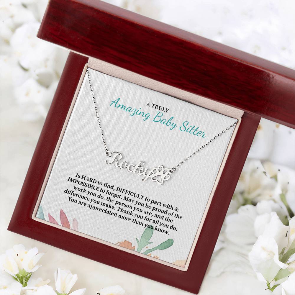 A Truly Amazing Baby Sitter | Thank You For All You Do | Professional Name Pendant Necklace