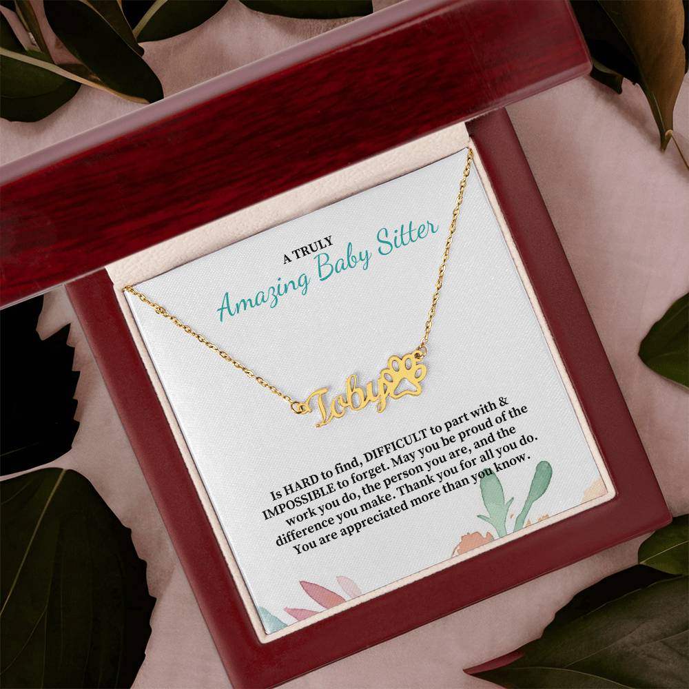 A Truly Amazing Baby Sitter | Thank You For All You Do | Professional Name Pendant Necklace